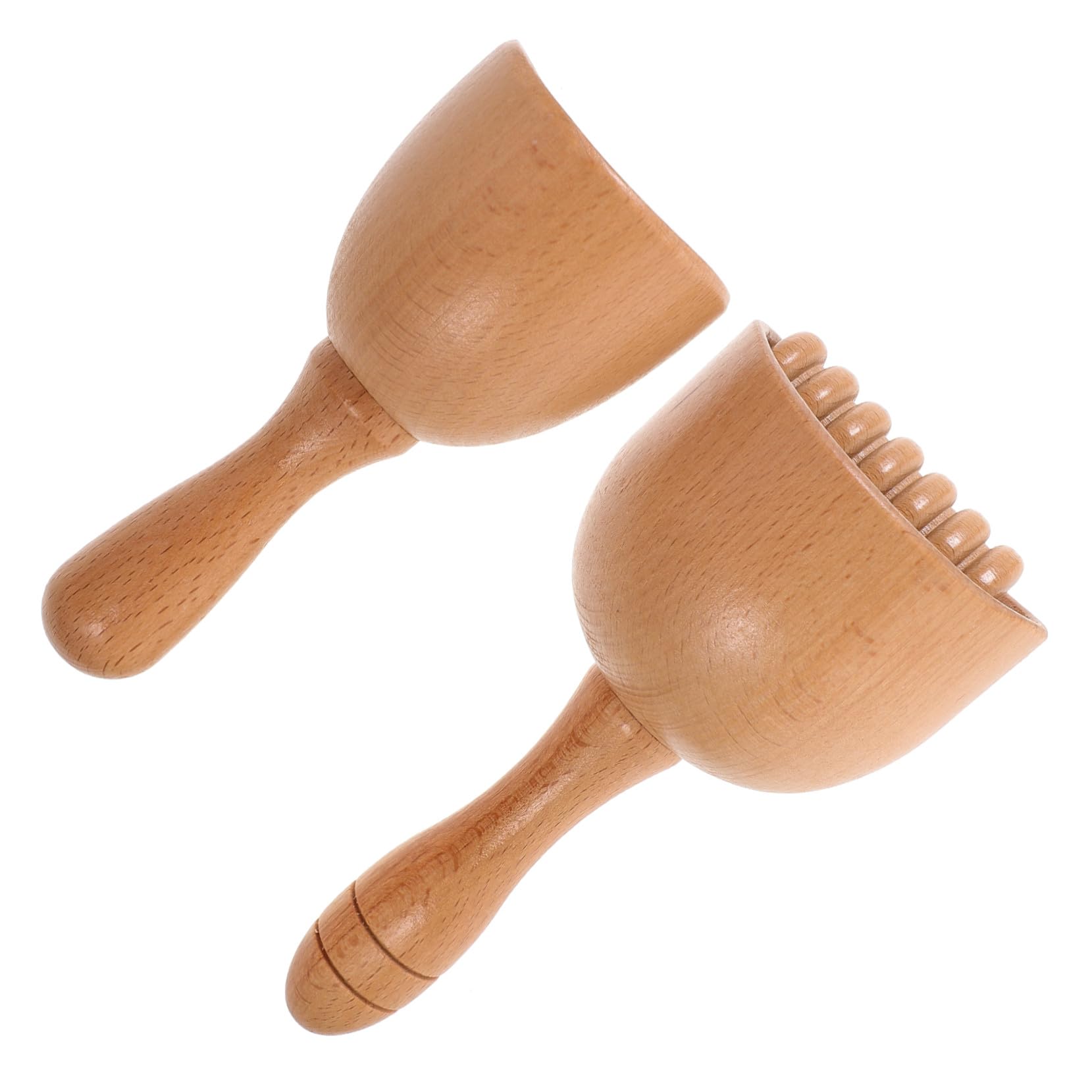 Rodillo Masajeador Corporal de Madera 2 Piezas Pequeño Mango Antideslizante, Herramienta Manual para Masaje de Espalda y Músculos, Uso en Casa y Gimnasio, Terapia Relajante