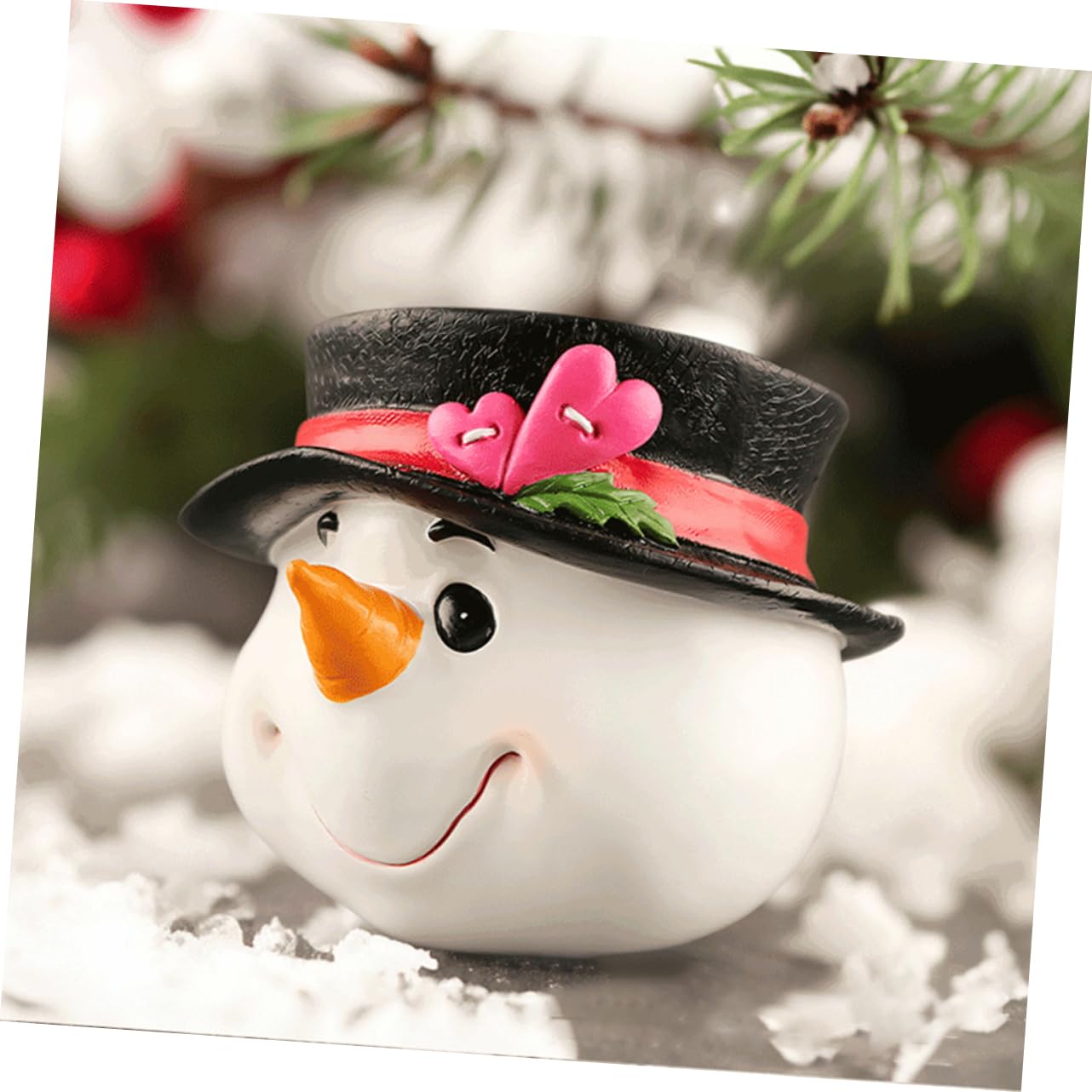 Amosfun 2 Pièces décorations de Noël Bonhomme de Neige Flocons de Neige Figurine Flocon de Neige Christmas Decoration Noel décor Noel Snowman décors de noël décor décoratif en résine