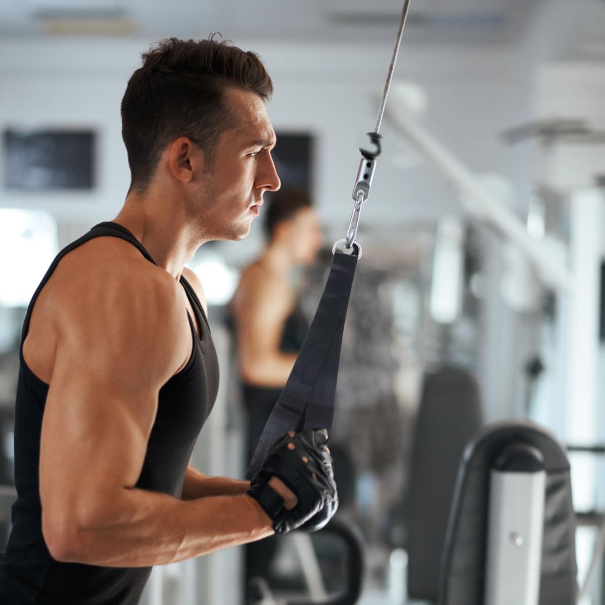 NUOBESTY 9 Pezzi Puleggia Cavo per Allenamento Forza Mani, Nero Metallo