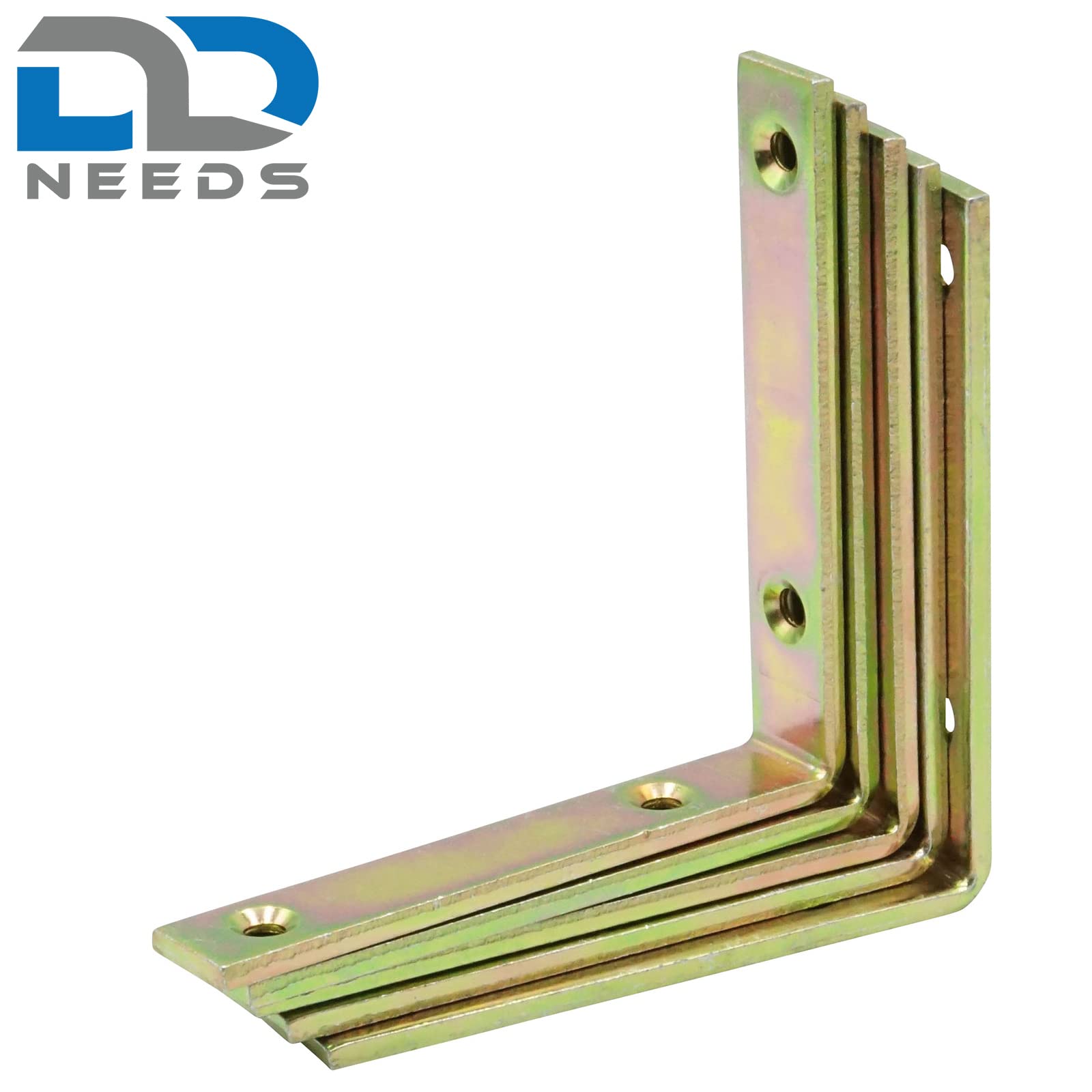 D2D | 50 Stück - Stuhlwinkel - Größe: 120 x 120 x 20 mm - Stärke: 5 - gelb verzinkt - Balkenwinkel - Möbelwinkel - Made in Germany