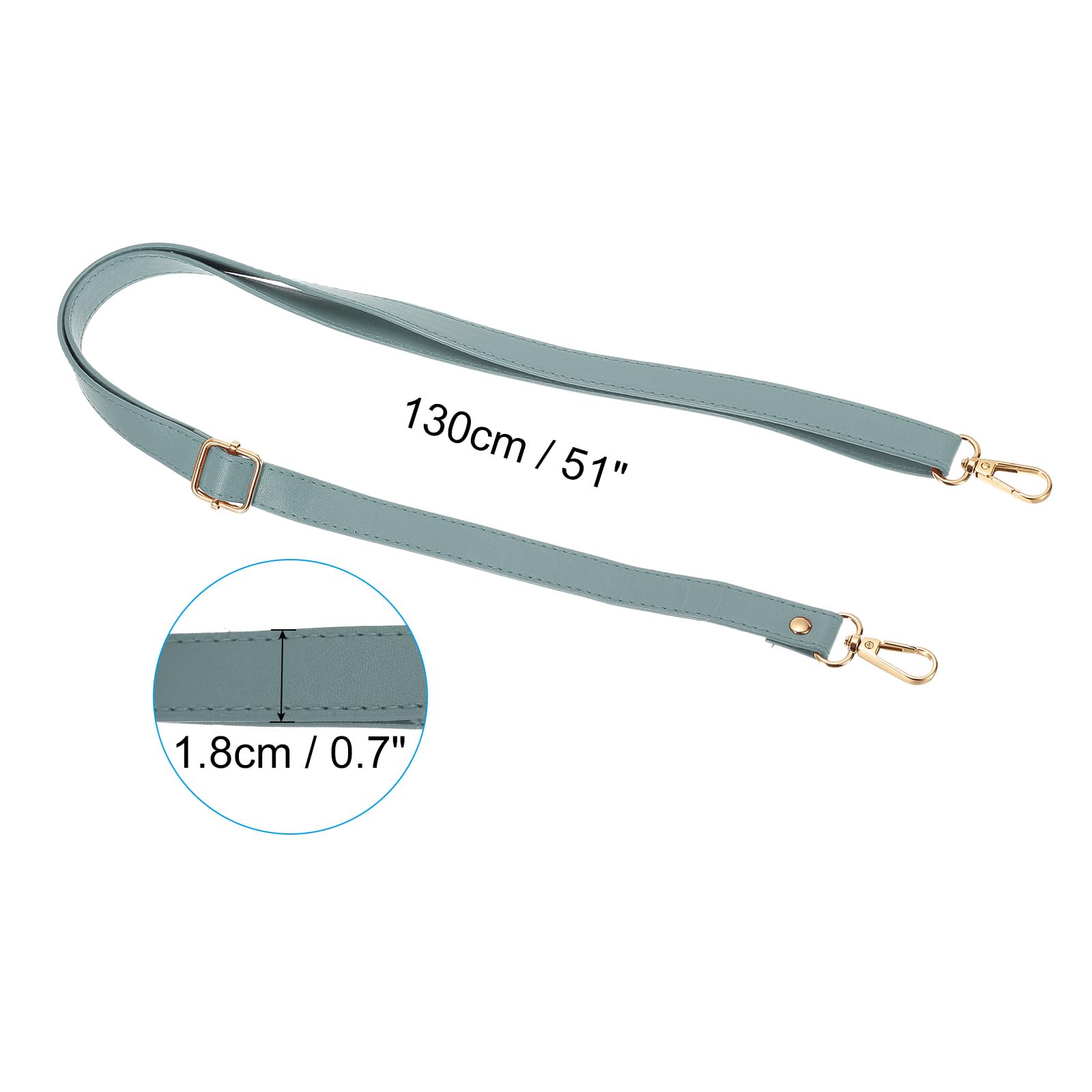 PATIKIL Leather Purse Strap Replacement 51 Inch, Adjustable Shoulder Crossbody Replacement Strap with Gold Hardware, Light Blue - Image 2