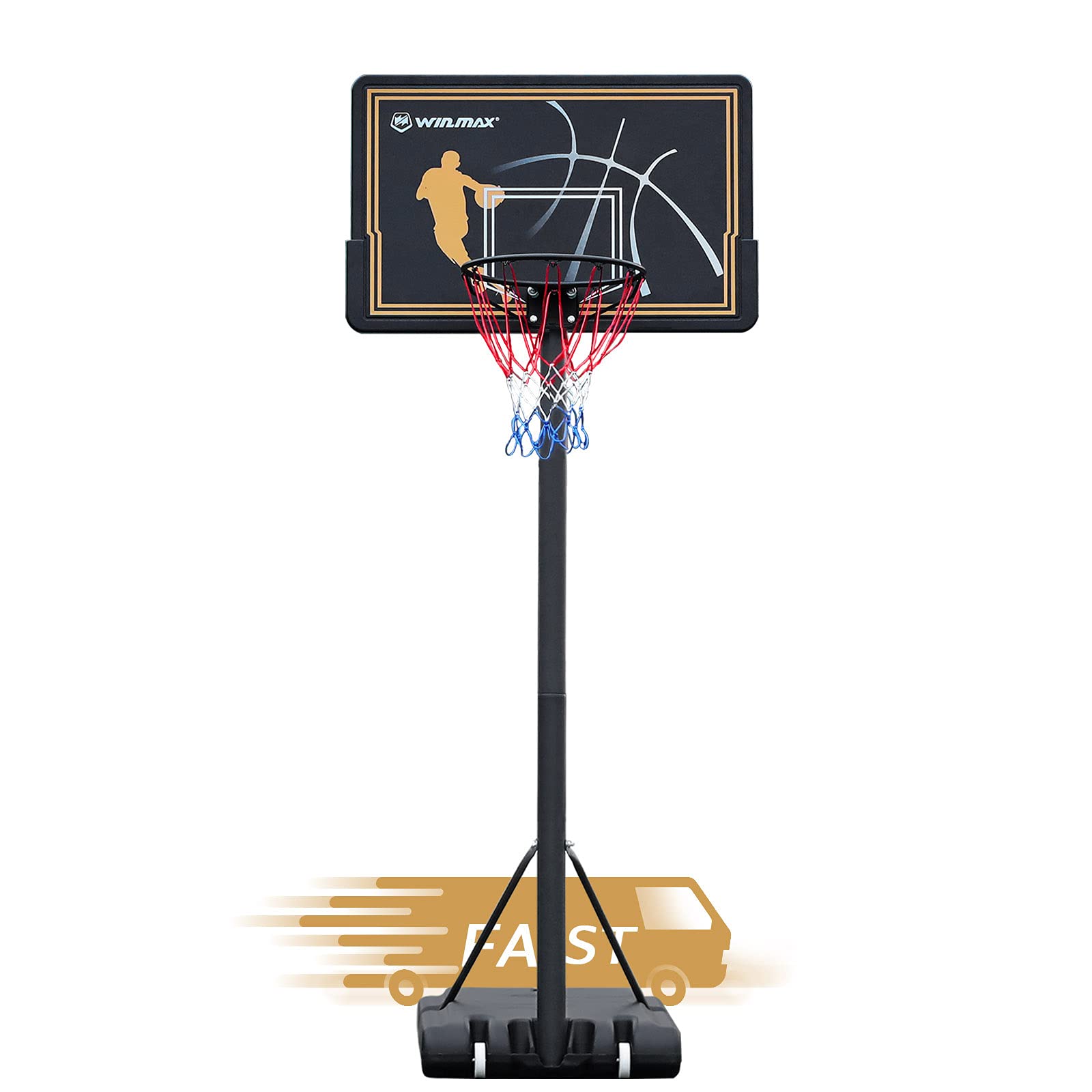 WIN.MAX Portable Basketball Hoop Outdoor/Indoor Basketball Goal System Height Adjustable 4.8-10ft wi