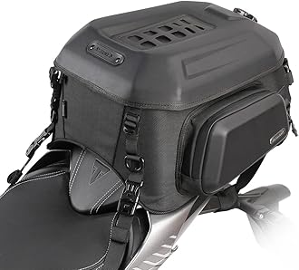 Rhinowalk Motorcycle Tail Bag Travel Luggage Expandable Motorcycle Helmet Bag 23L-35L Waterproof All Weather/Trunk/Rack Bag with Sissy Bar Straps-Matt Black