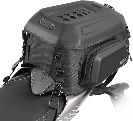 Rhinowalk Motorcycle Travel Luggage, Expandable motorcycle tail bag 35L,Waterproof All Weather/Trunk/Rack Bag with Sissy Bar Straps-Matt Black