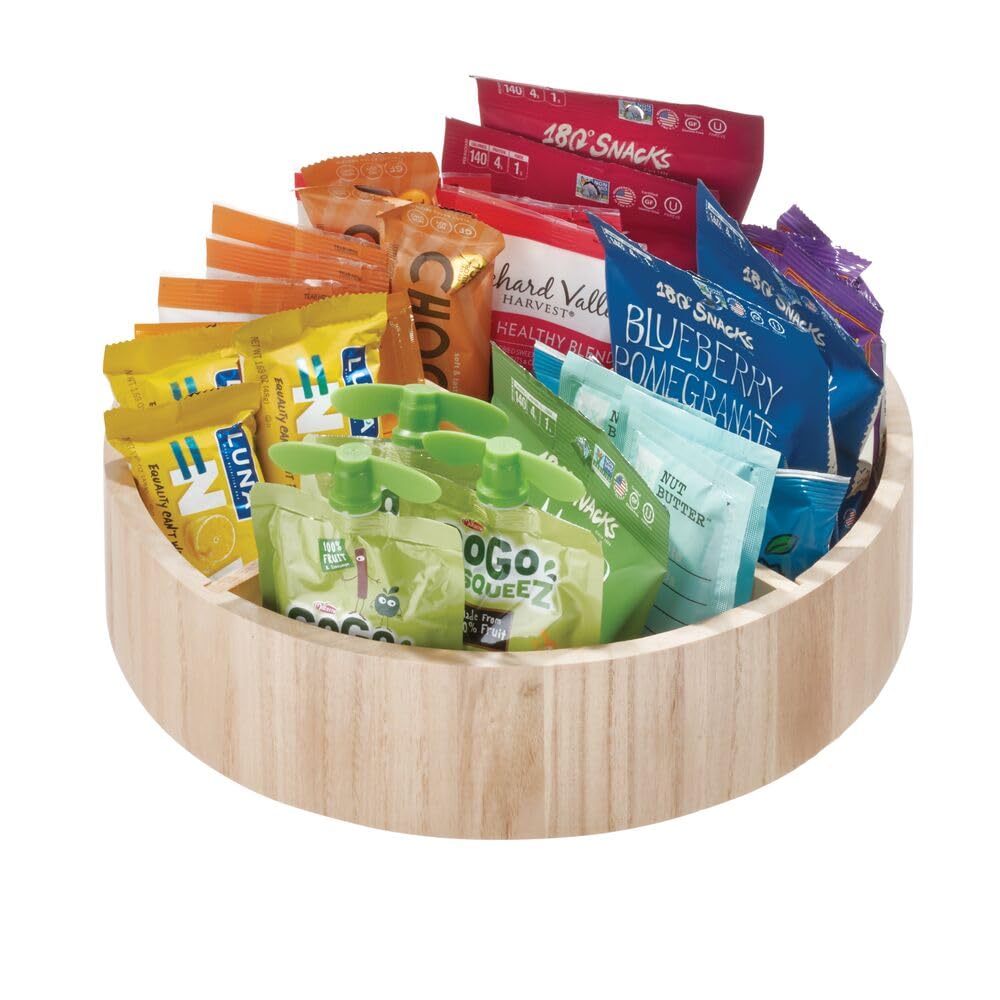 iDesign The Home Edit Series, Lazy Susan con separador etraíble, Madera, Natural