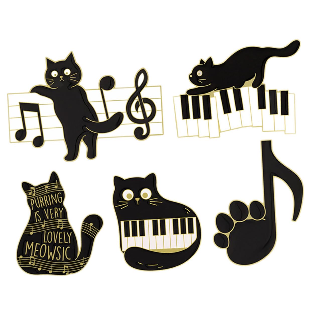 Ipetboom Spilla Corpetto Spille Distintive A Tema Carino Perni Spillo Musicale Spilla Per Abbigliamento Smalto Pin Per Gatto Spilla Decorativa Spilla Con Animali Lega Black