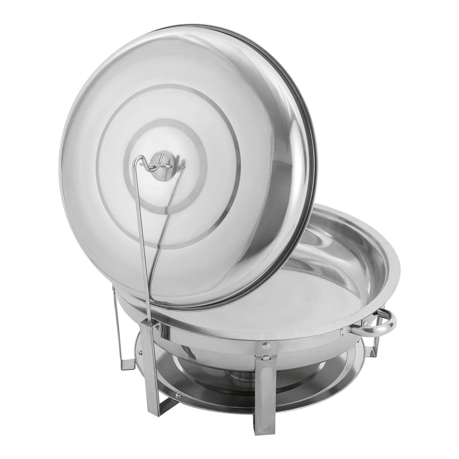 Chafing Dish - Set de buffet redondo de 9 litros, calentador de alimentos de acero inoxidable, estructura y tapa, calentador de sopa para catering, buffet y fiesta