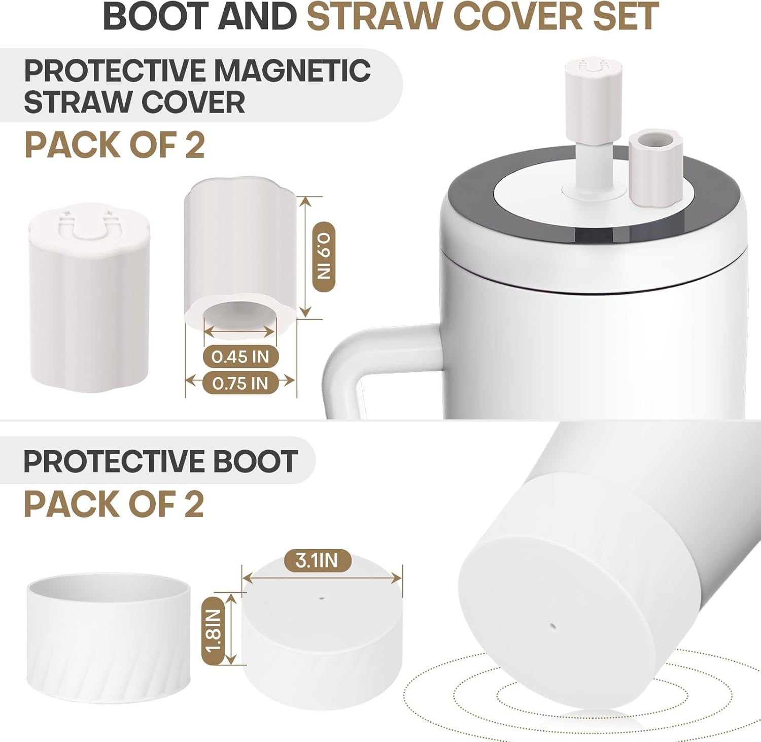Straw Cover & Cup Boot Combo Compatible with Brumate Era 30 oz/40 oz, 2 Pack-Leakproof Magnetic Straw Cover + Anti Slip Silicone Boot | Daily, Travel, Gym |Cup Accessories - Image 2