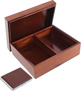 Wooden Decorative Box with 2 In 1 Tray Lid ,Storage Boxes to Organize Accessories,Magnet Sealing,Removable Middle Divider...