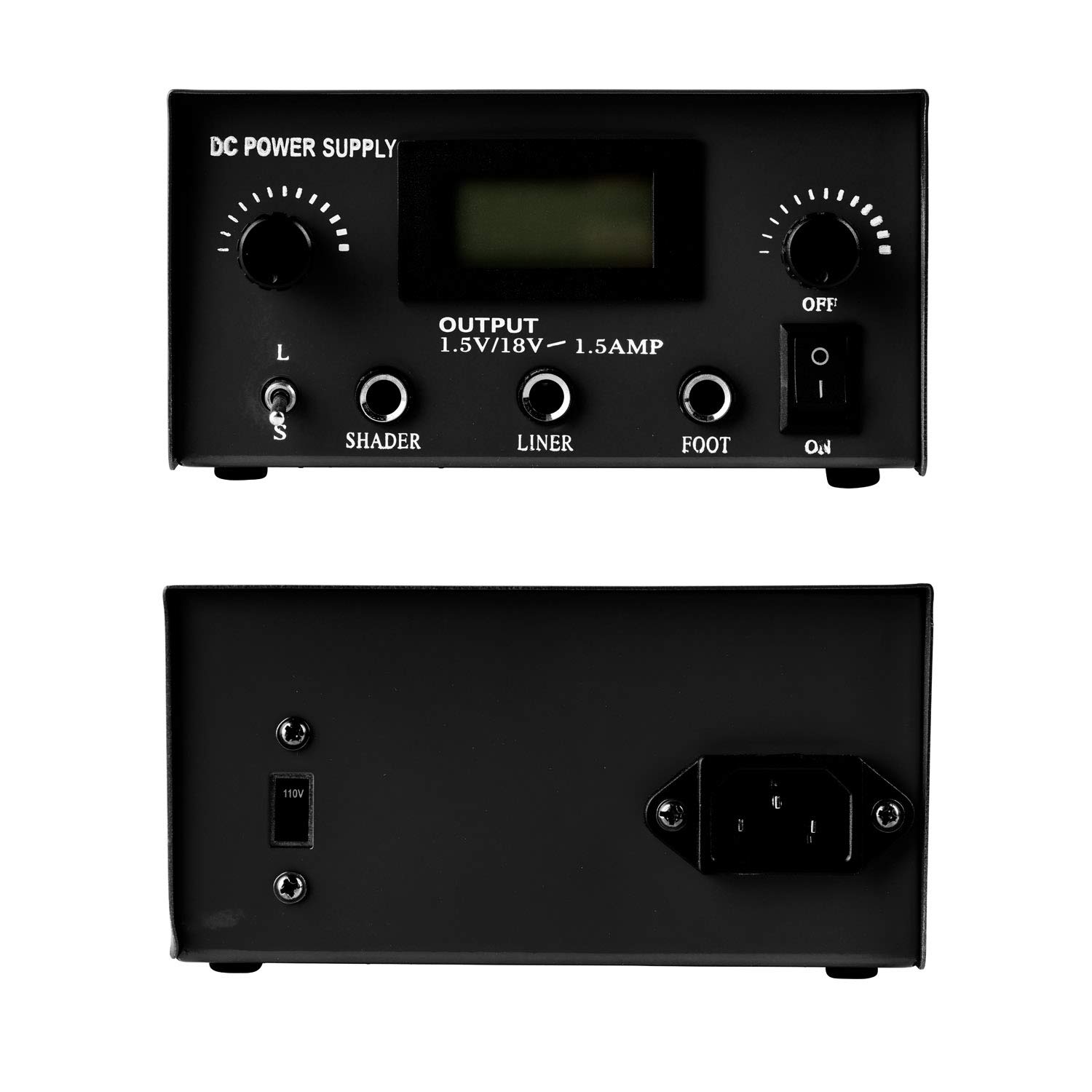 1TattooWorld Dual Digital LCD Tattoo Machine Power Supply w/ Stainless Steel Pedal & 2 Clip Cords, Black Color, OTW-P008-3B... 1