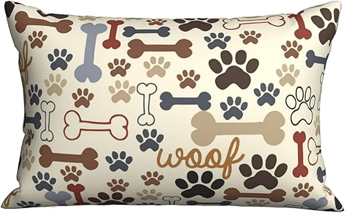 Funda de almohada con estampado de patas de perro para cabello y piel, tamaño Queen (20 x 30 pulgadas), funda de almohada para decoración del hogar,