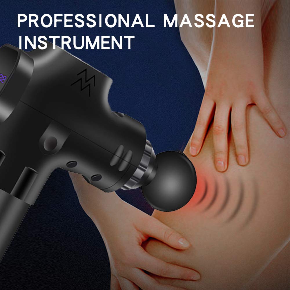 Pistola de Masaje Muscular, Pistola Masajeadora Muscular de Tejido Profundo con Ajuste de 20 Velocidades 6 Cabezal de Masaje, Ultra Silenciosos Massage Gun de Mano con Pantalla LCD