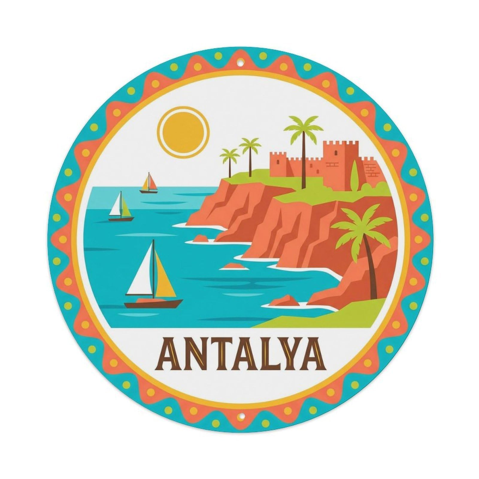 Turkey Antalya Mediterranean Coast Historic Metal Tin Sign