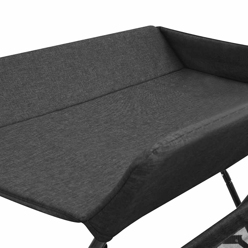 Wickeltisch Anthrazit aus Eisen mit seitlichen Staufächern und unterer Ablage, faltbar und tragbar, 80,5 x 67 x 102,5 cm, pflegeleicht, weich gepolstert
