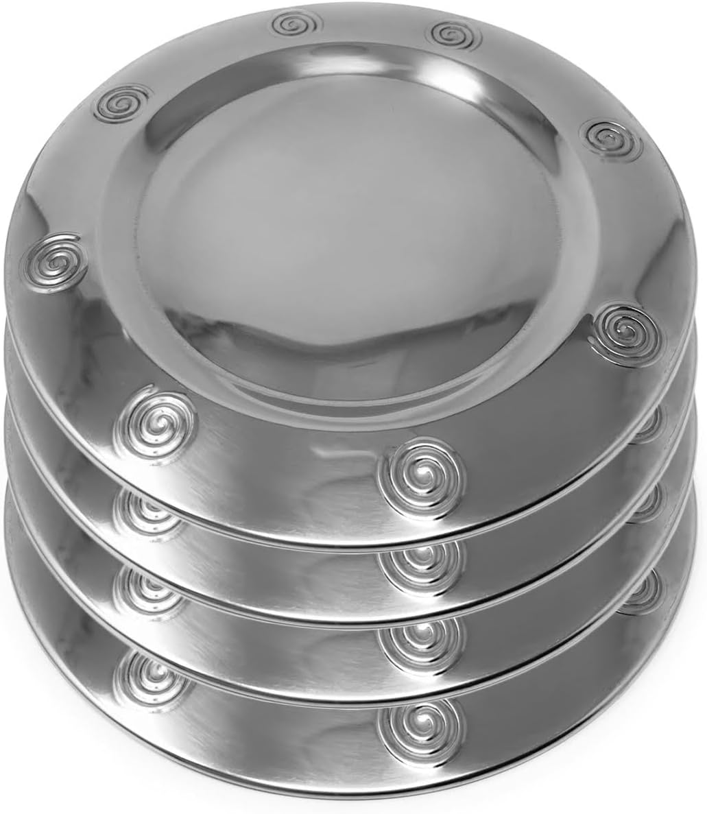 JPF - Stainless Steel Charger Plates - Round Place Mats - Set of 6 - Diameter 32 cm - Silver