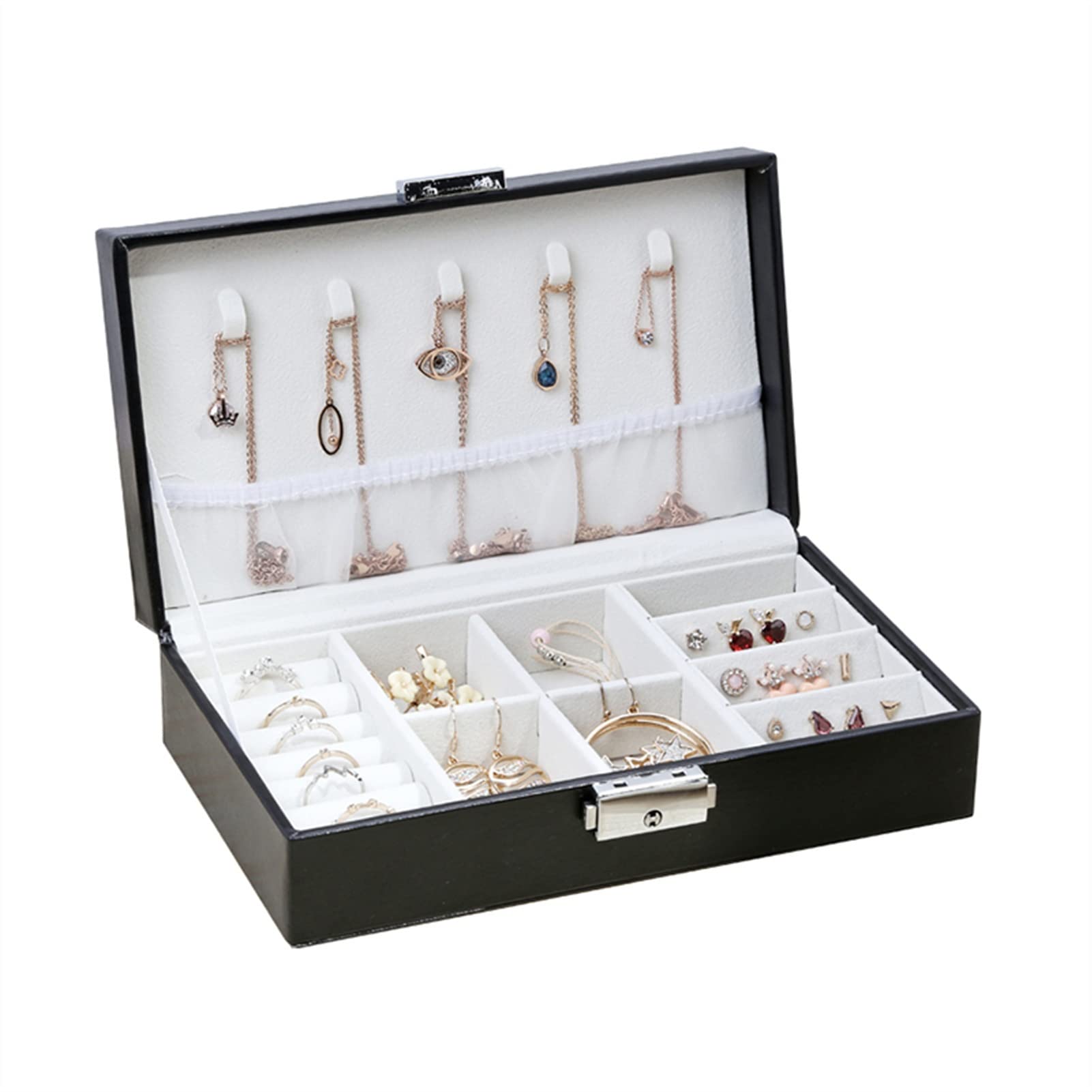 MUSUMI Portagioie da Viaggio Rettangolo in Pelle da Donna Collana Anelli Orecchini Scatola portaoggetti Organizer Espositore Scatole Regalo Custodia per portagioie da Donna Organizzatore