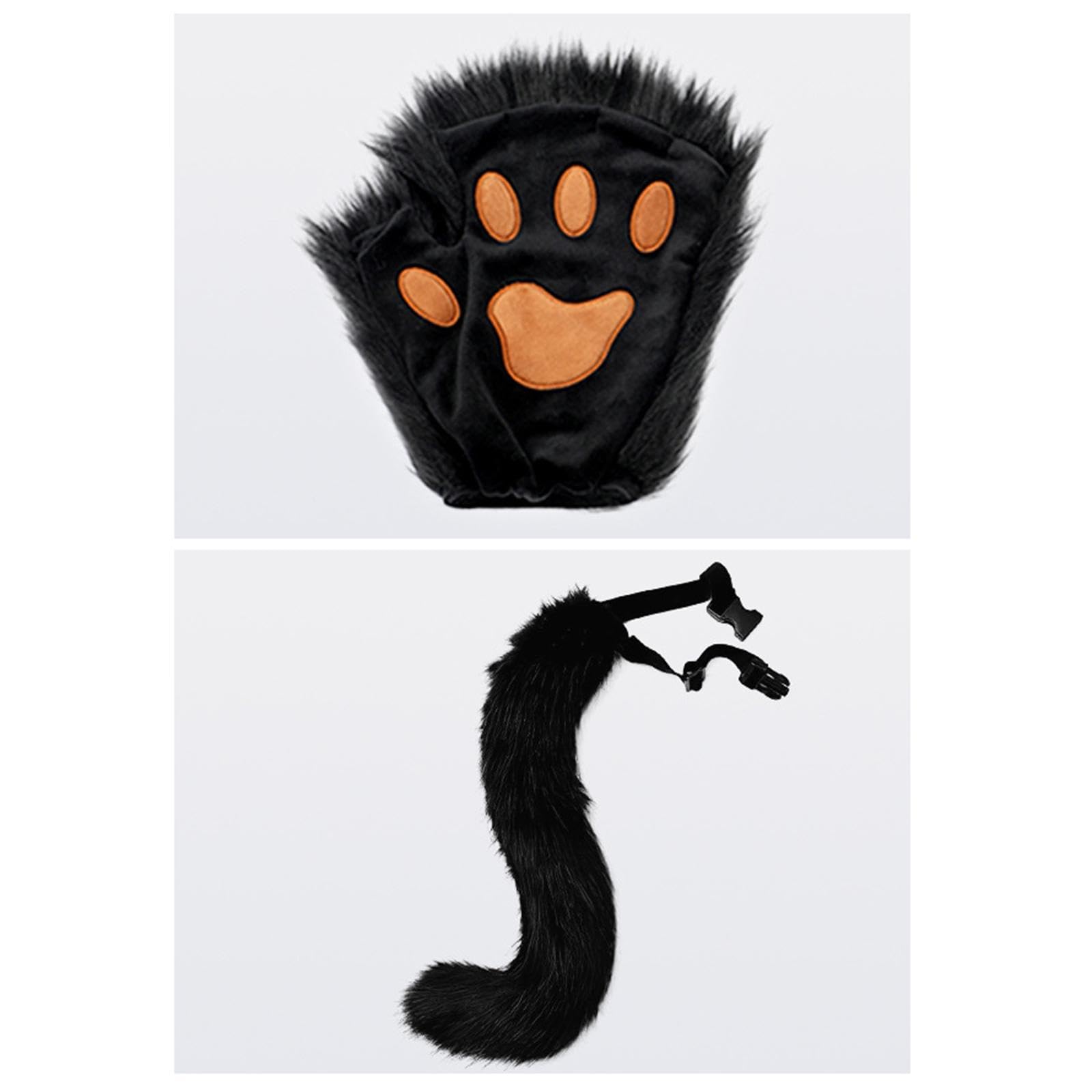 Maschera E Coda Da Therian, Bellissima Maschera Da Gatto Pelosa per Halloween, Feste, Vacanze, Compleanni