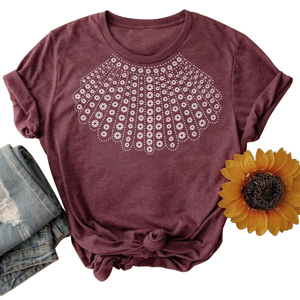 CHUNTIANRANWomens Ruth Bader Ginsburg Shirts Notorious RBG Feminist T Shirt Casual Dissent Collar Graphic Short Sleeve Tee Tops