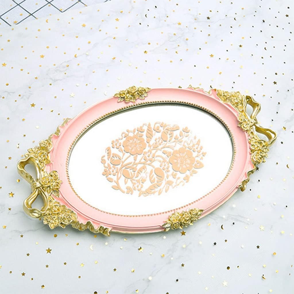 FMURY Resin Storage Tray Rose White Jewelry Food Fruit Plate Snacks Wedding Service Set Plate Crafts(E)