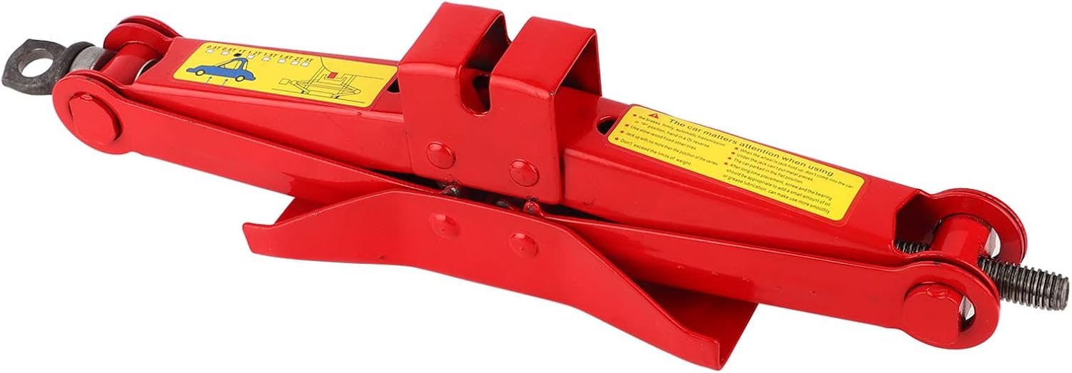 Respicefinem Scissor Jack Car Jack Kit Professional Car Trunk Tire Iron Handle Lifting Tool Red Tire Jack Floor Jack for Outdoors Motorcycle Tire (1T)