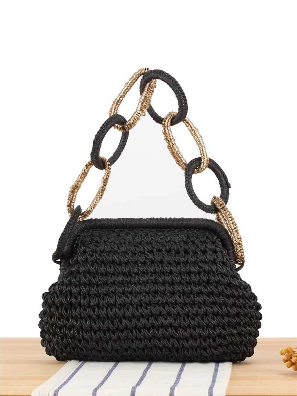 borsa mare paglia Borsa casual for tessitura di paglia cotone