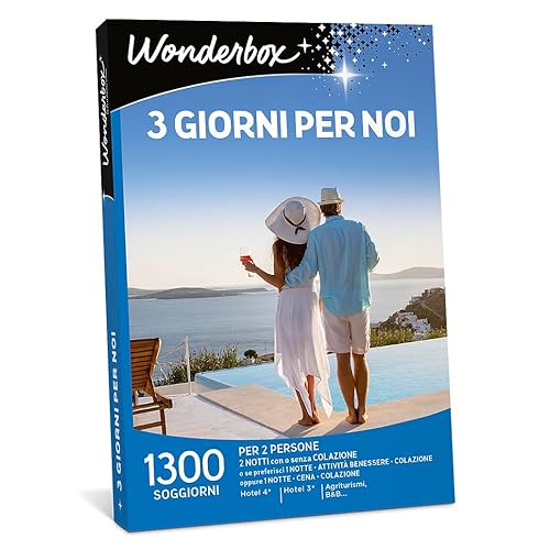 WONDERBOX - Cofanetto Regalo - 3 Giorni per Noi - 2070 Soggiorni - Hotel a 4 et 3 stelle - 2 Notti + 2 Colazioni - Idea Regalo di Coppia - Per Compleanno