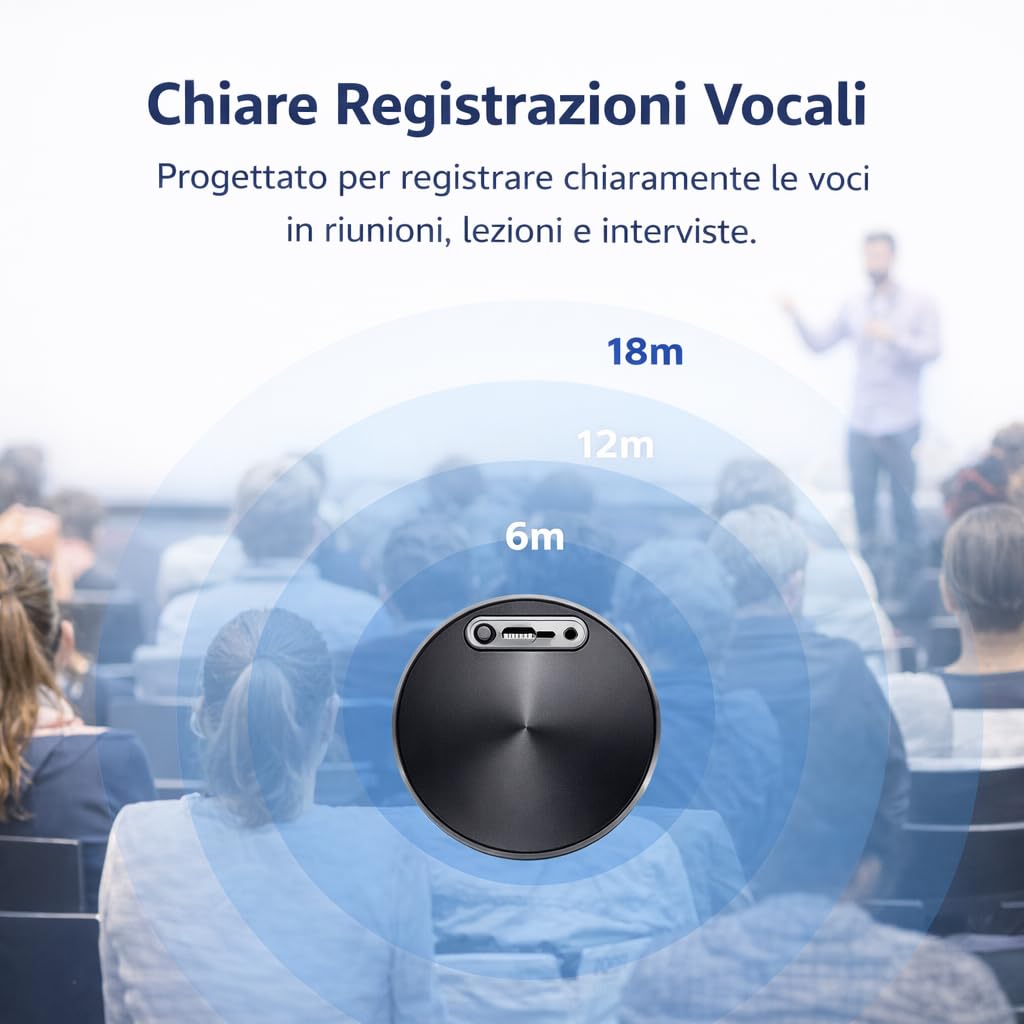 CleverTalk Q37 Registratore Vocale con IA | Attivazione Vocale | Portale Web app.clevertalk.ai | Trascrizione e Riassunti | 64 GB | Audio HD 1536kbps | USB-C