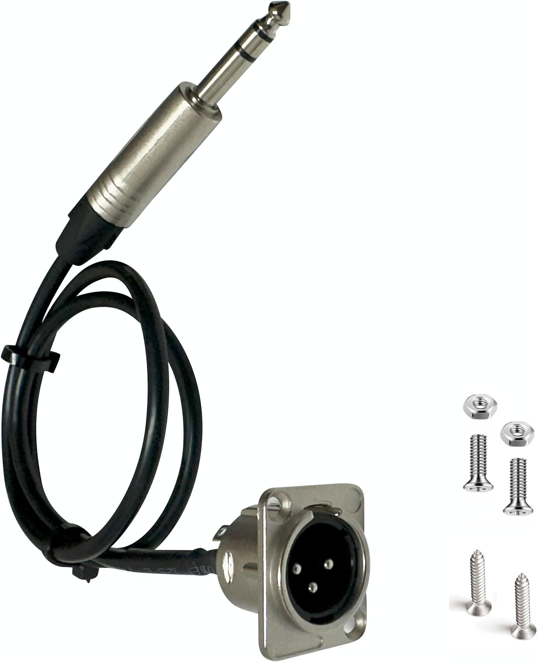 DIYTECHPremium XLR Pass Through Cable, No Solder, for Stage Box, Patch Panel, Floor Box - No Solder for Pro Audio Installations (XLR Male to 1/4" TRS)