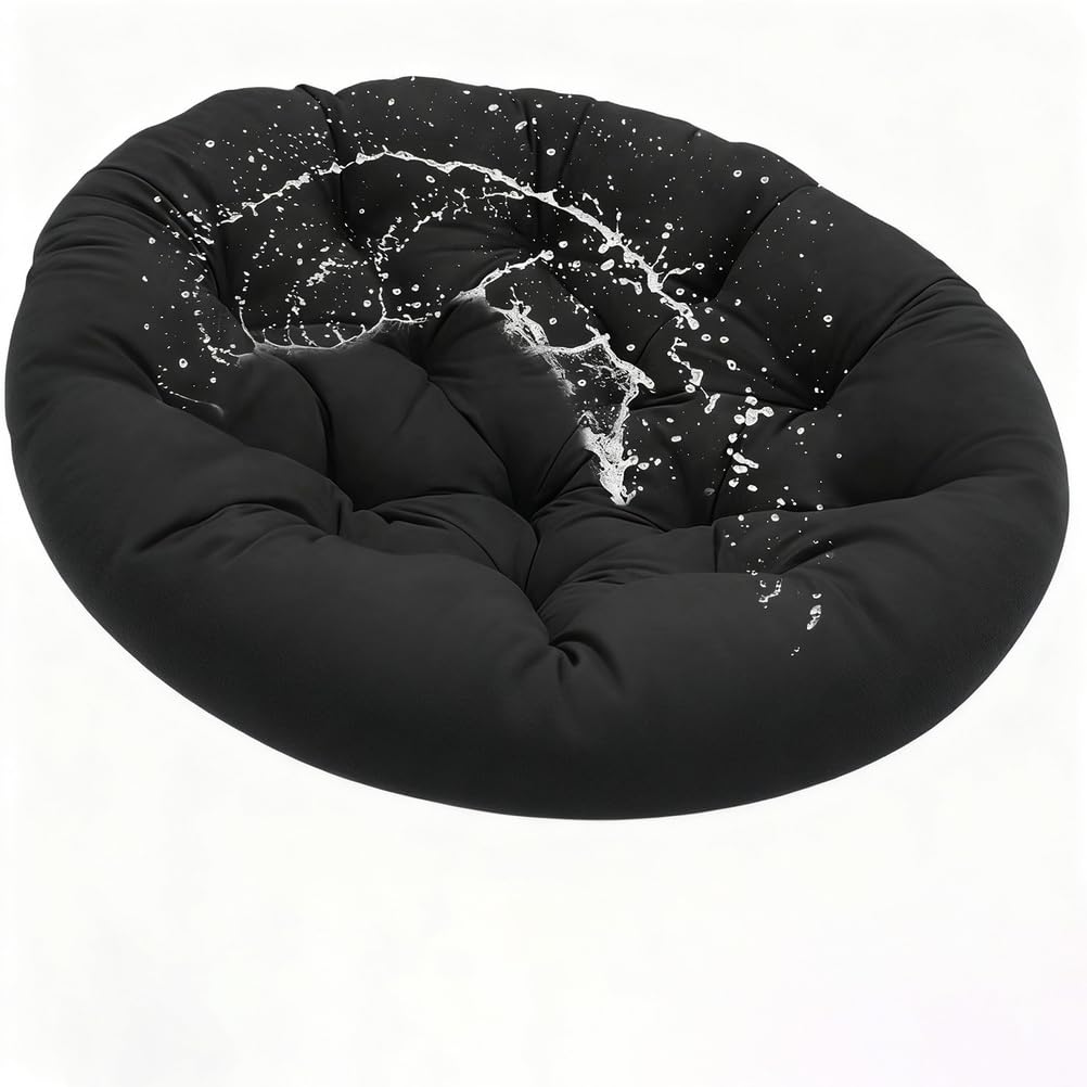 SVFOEBJM WaterproofChair Cushion 110 x 110 cm for Egg Chairs Perfect Indoor & Outdoor Seating Ideal for Balcony Garden Patio – Black