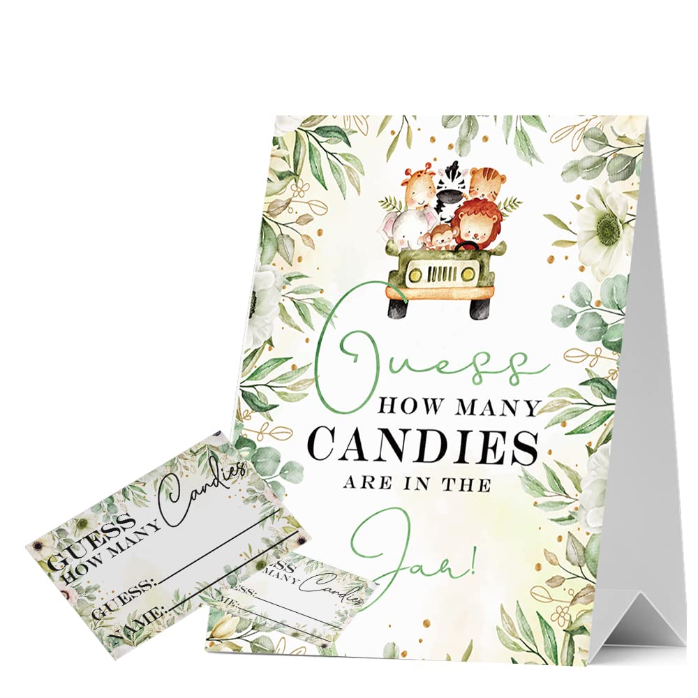 Photo 1 of Animal Carnival Guess How Many Candies Guess How Many Baby Shower Games, Pack of 1 Logo and 50 Cards, Baby Shower Signs, Baby Shower Invitation Set, Bridal Shower Sign, Gender Reveal - JRM311
