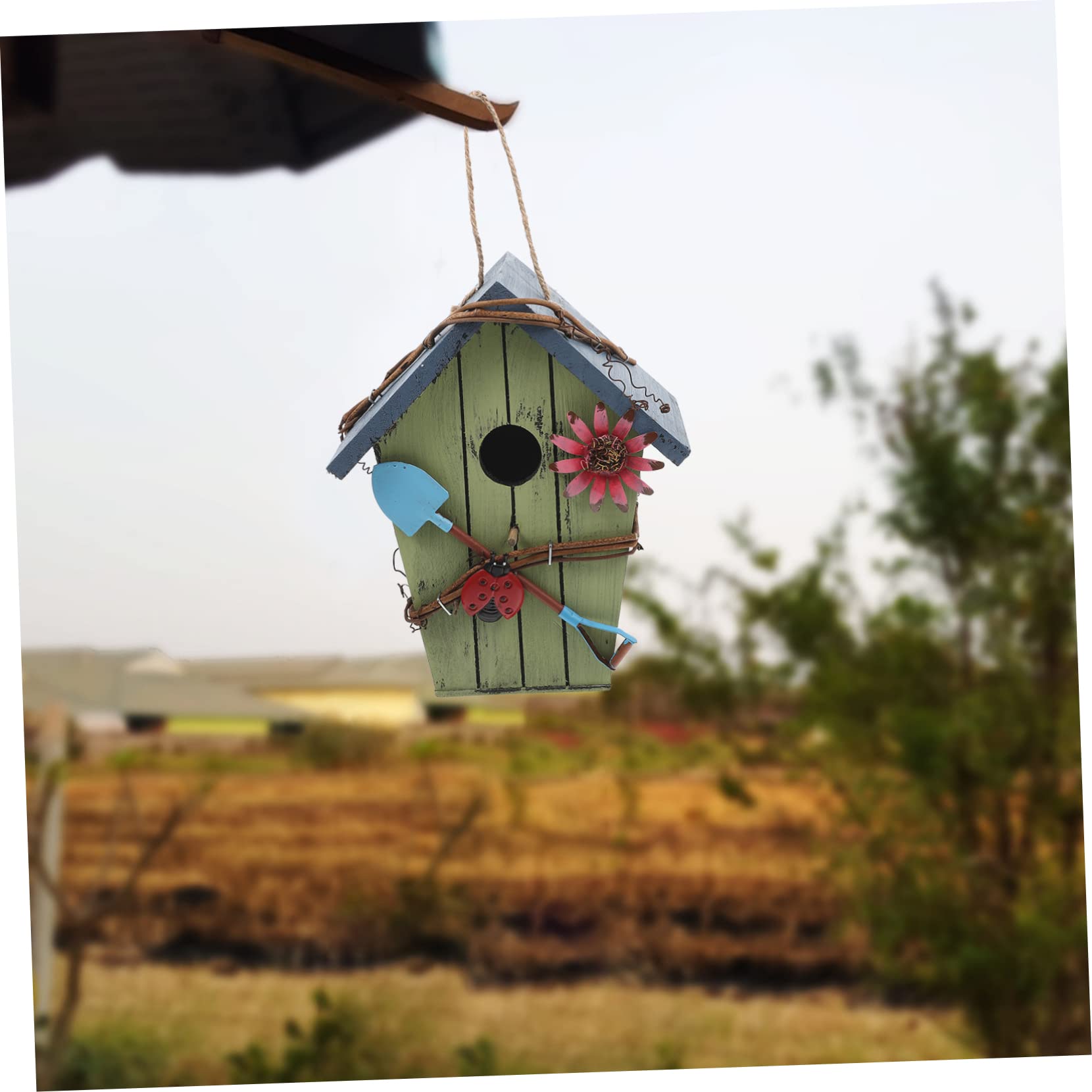 Toyvian 2piezas Casitas para Pájaros De Madera Natural Nido Colgante Asa para Jardín Hogar para Pájaros Decoración para Jardín