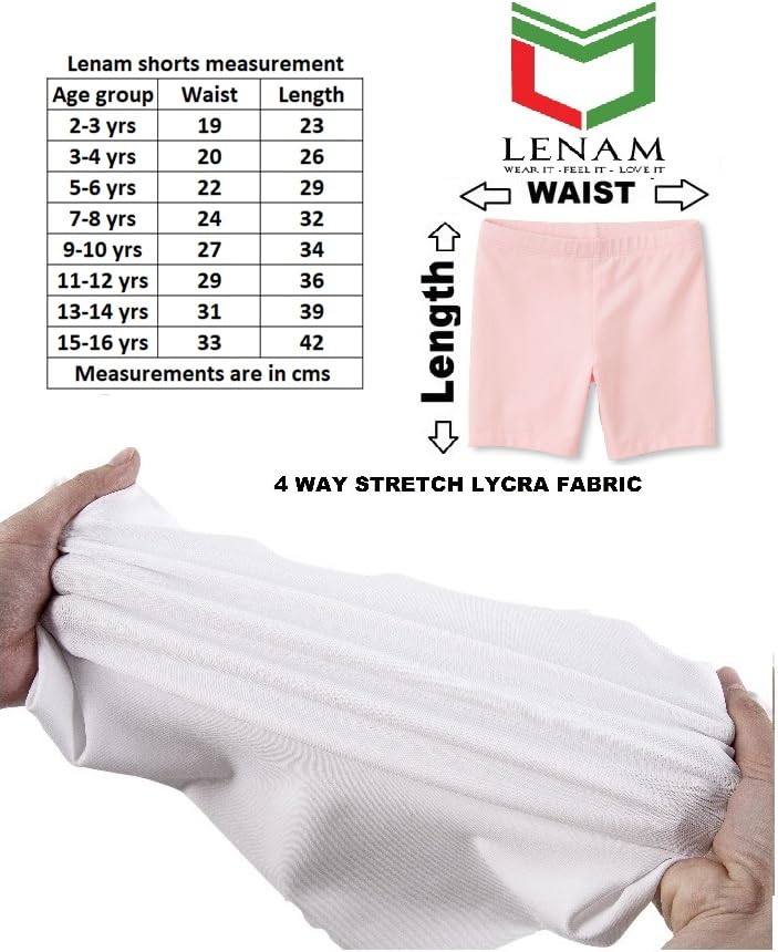 LENAM 4Way Stretchable Ultra Soft Cycling Shorts/Yoga Shorts/Girls Combo Pack/Skirt Inner Tights (Pack of 2) (in, Age, 5 Years, 6 Years, Regular, Skin) 2