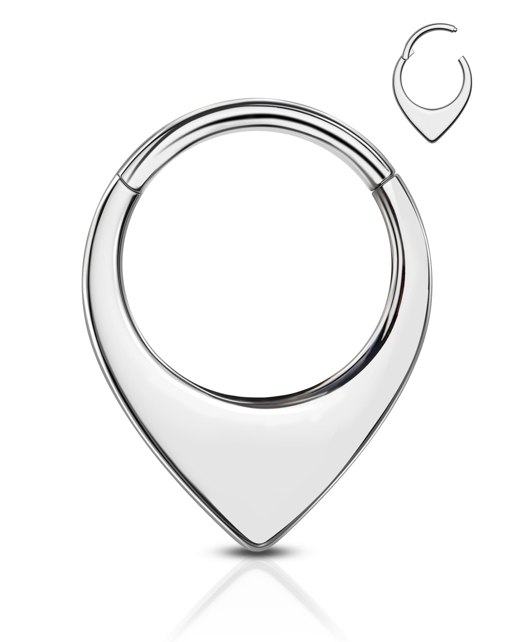 Agrewd Minimalist Teardrop G23 Solid Titanium Septum Rings 16G Septum Jewelry Dainty Helix Daith Earrings for Women 8/10MM Daith Piercing Jewelry