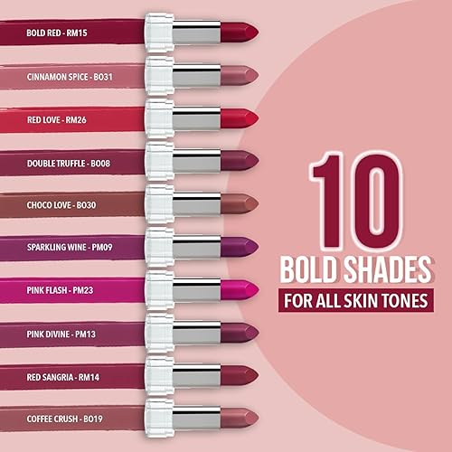 Blue Heave. Matte Love Mini Lipsticks pack of 10 | Long Lasting, Hydrating & Moisturizing Mini Roll on Lipsticks for Women | Soft-Matte Finish | 13g