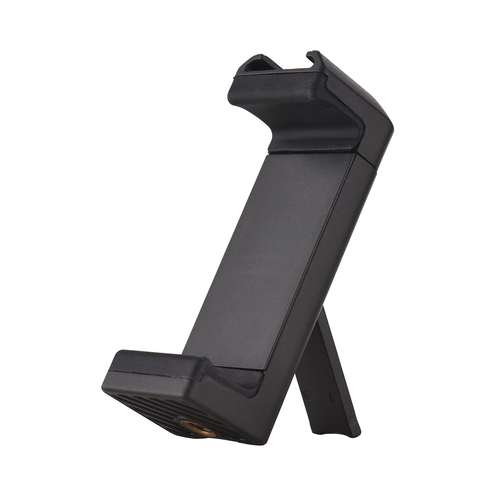 AD-05 Universal Phone Tr Mount Smartphone Holder Clamp with Backside Folding Stand Cold Shoe Mount 14 Inch Thread for Smartphones Vlog Live Streaming Video Conference Online Teaching