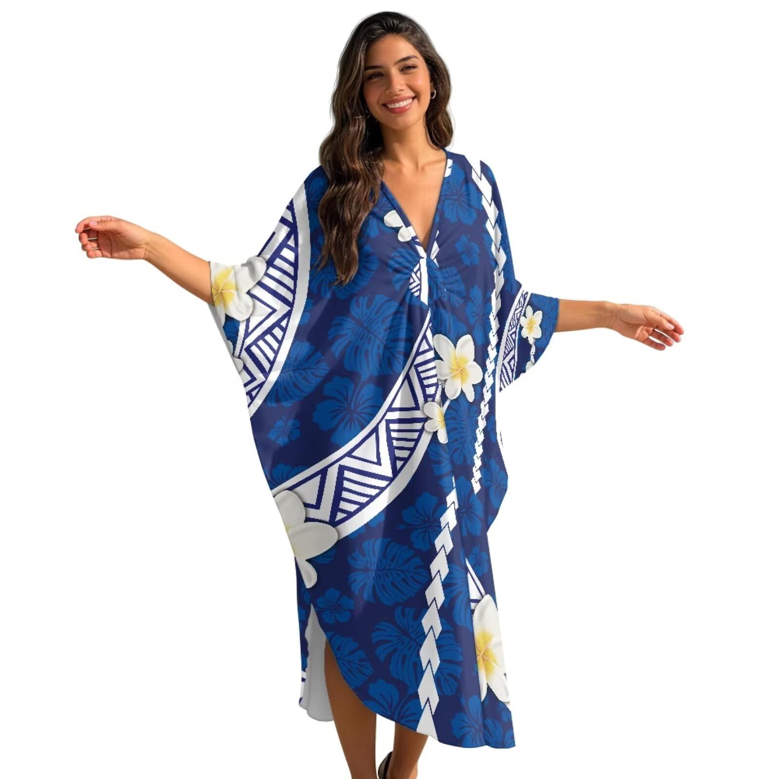 Poceacles Vestidos caftán para mujer, talla grande, cuello en V, para cubrir el traje de baño, playa, vestido de verano para vacaciones, fiesta en la piscina