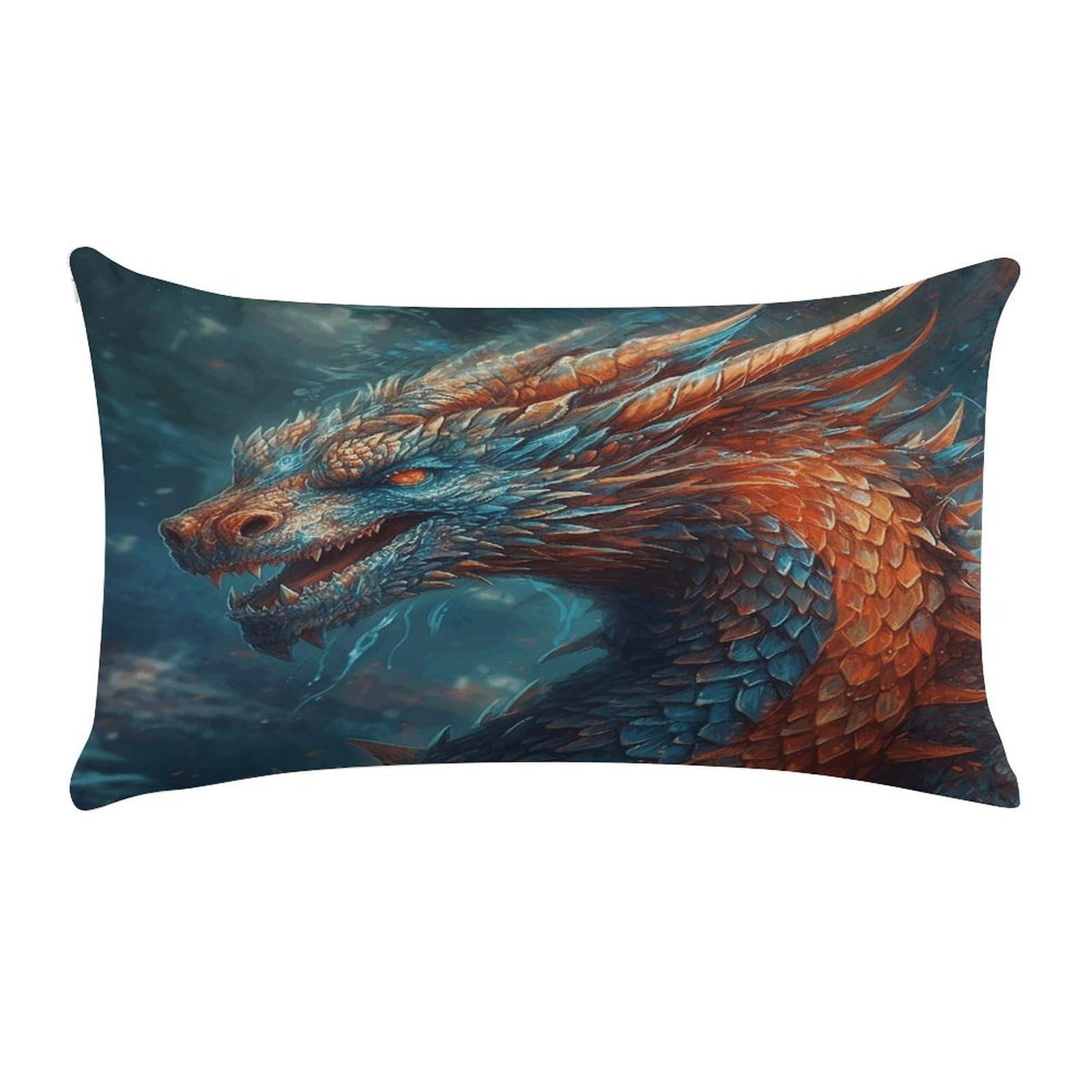 VstaDank Dragon Art Throw Pillow Cover Rectangular Lumbar Throw Pillow Case Soft Farmhouse Accent Decorative Cushion Cases Short Plush Pillowcase with Zipper 12 X 20 Inch