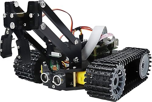FREENOVE Kit de robot tanque para Raspberry Pi 5 4 B 3 B+ Zero 2 W, chasis de orugas, objetos de agarre, trazado de bolas, seguimiento de línea,