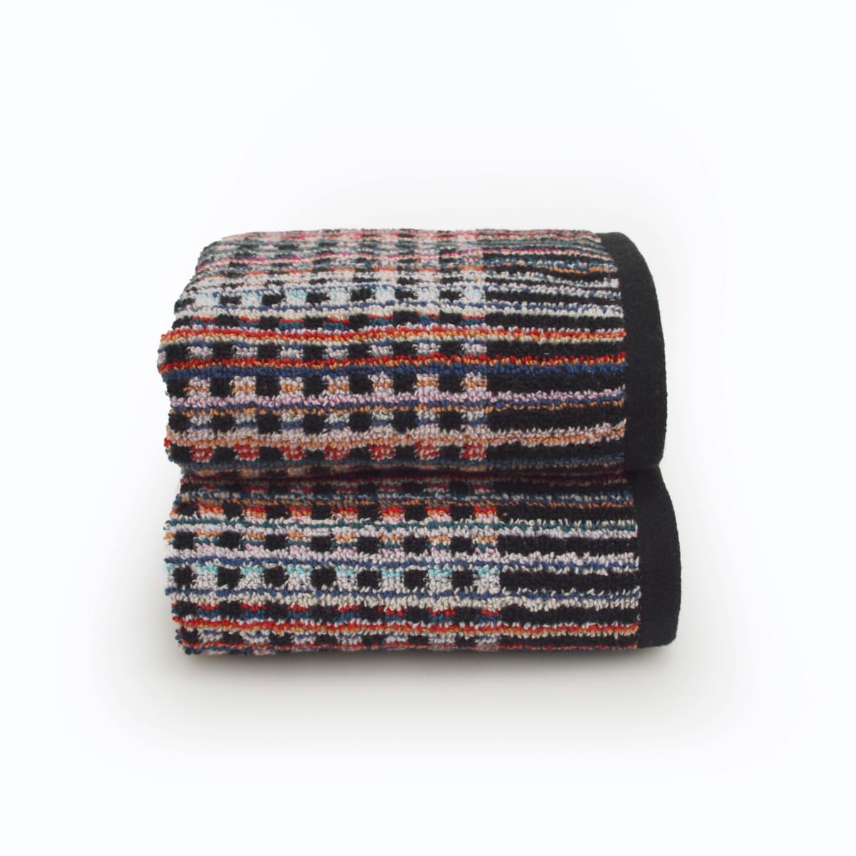 Allure Bath Fashions Multi Odyssey Pack Of 2 Carnival Zero Twist Hand Towels 50 X 75Cm, 100% Recycled Cotton – Super Soft, Absorbent & Quick Dry Sustainable Remnant Yarn Coloured Patterned Bathroom Towels