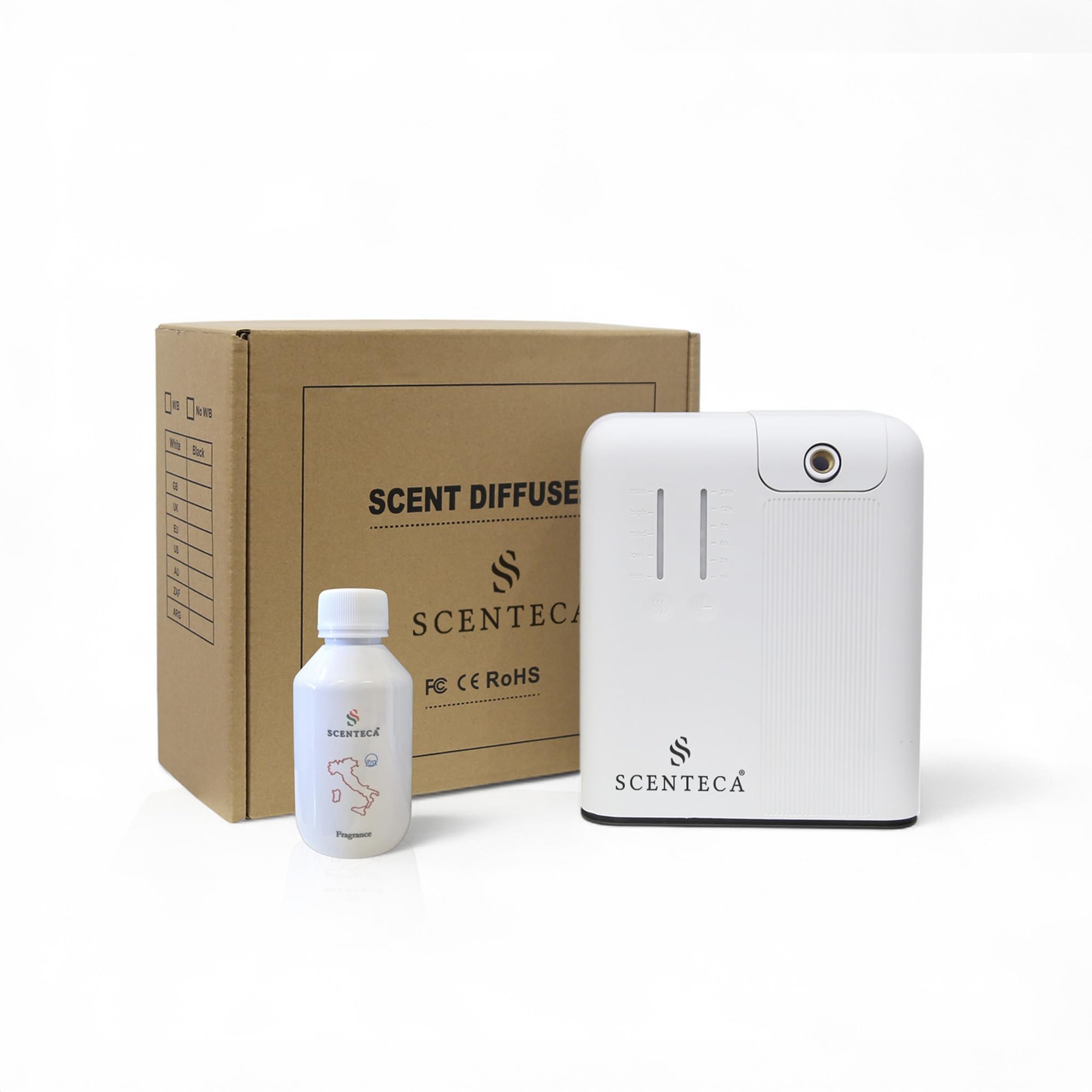 SCENTECA Difusor eléctrico de aceites Esenciales AD-P2 con Fragancia Summer Scent incluida, nebulización sin Agua, programable vía App, Cobertura de hasta 70 m² (100 ml)