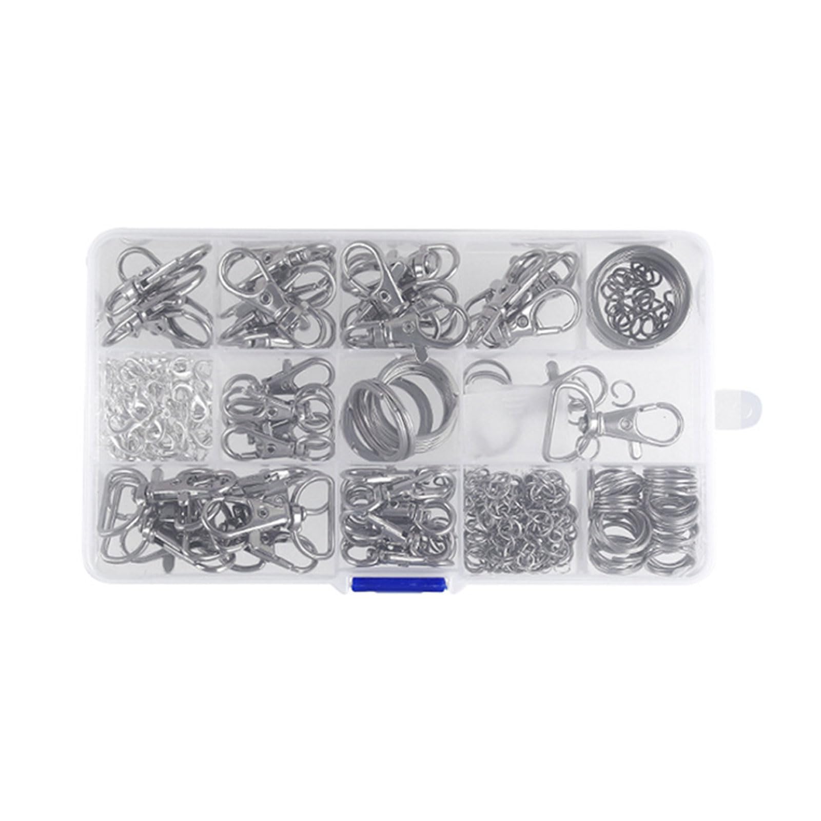 Buxuaaaa 265pcs / set Keychain Clips with Rings Metal Clasps Chain Kits Lanyard Clip for Keys Assorted Sizes Rings