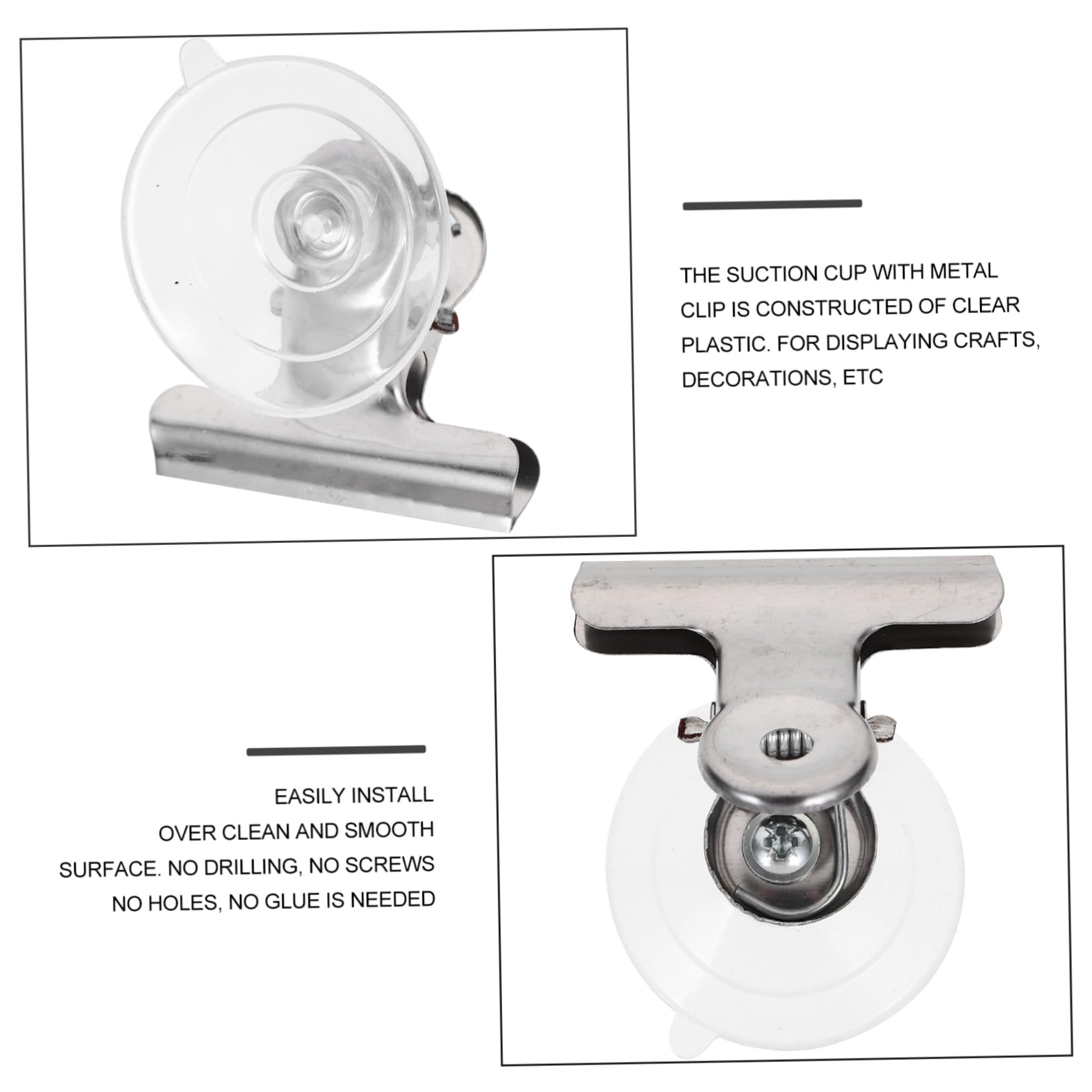 Alipis 80piezas Clip De Ventosa De Inoxidable Para Sujetar Carteles Ventanas Clips Adherentes Para Superficies Lisas y No Porosas Para Decoraciones y Manualidades