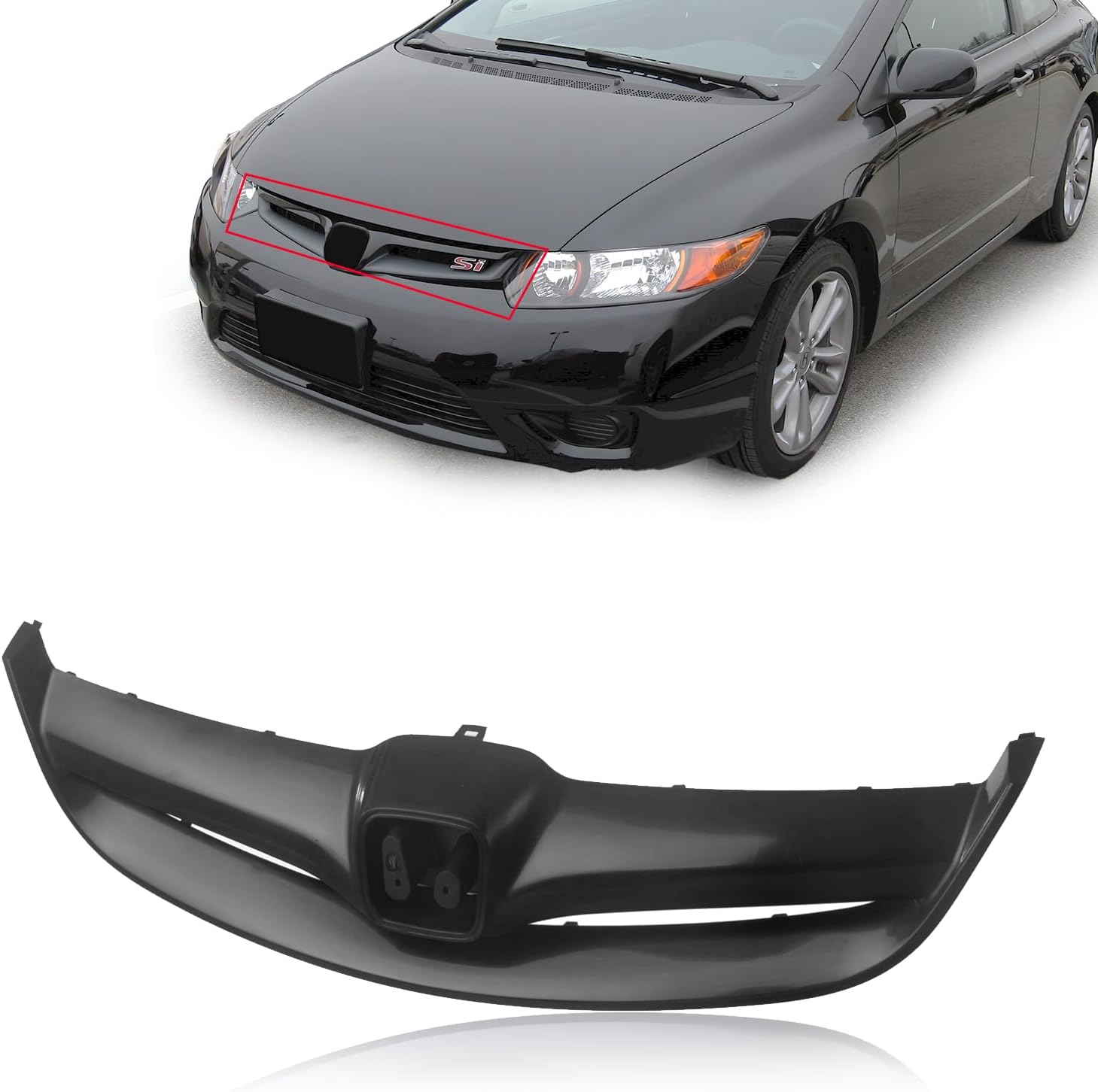 CarPartsDepot Front Grille Grill Black Shell Insert Compatible With 2004-2005 Honda Civic Coupe 2-door 71121S5PA02 HO1200165