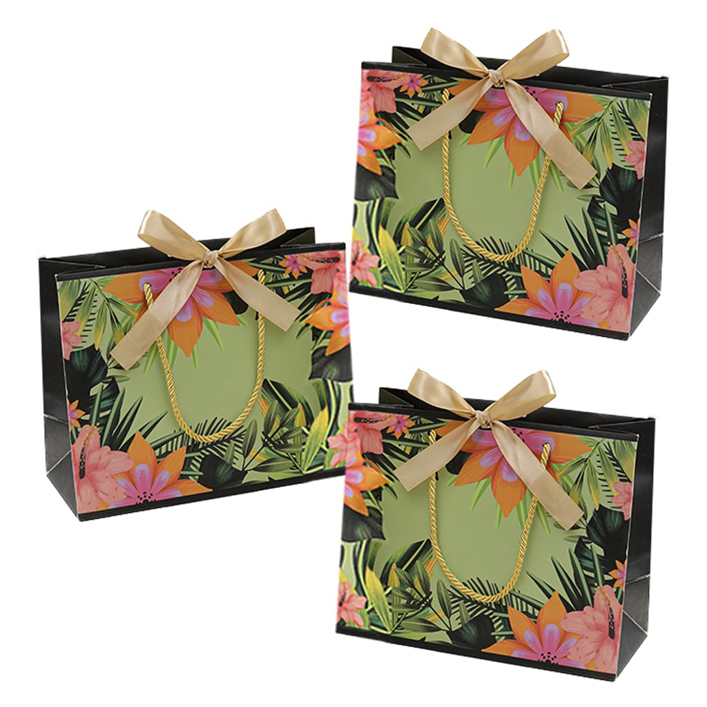 JZTang 3 Pcs Gift Bags 14.4'' x4.8'' x 10'' Reusable Gift Bags with Handles for Baby Shower Bridal Wedding Birthday (3 Pcs Flowers)