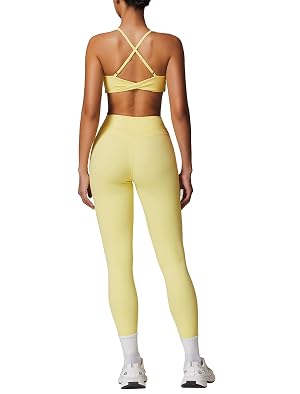 Womens Workout Sets Adjustable Straps Sports Bras and High Waist Leggings Sets Pilates 2 Piece Outfits for Women