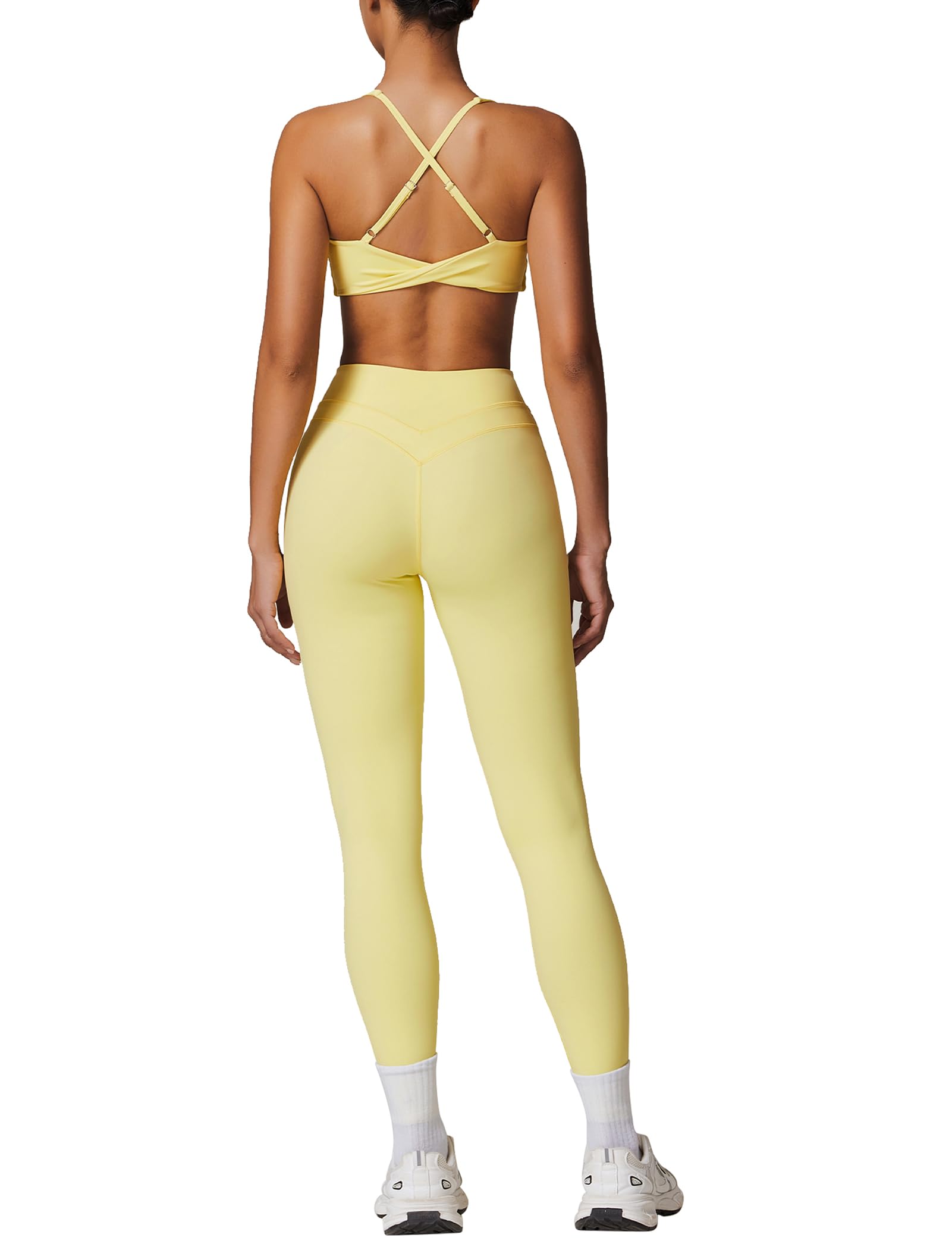 QBGJTD Womens Workout Sets Adjustable Straps Sports Bras and High Waist Leggings Sets Pilates 2 Piece Outfits for Women