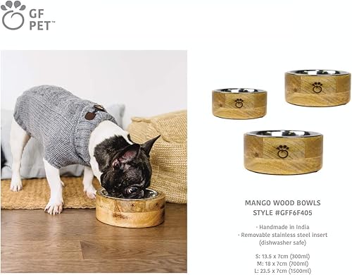 Miniatura 4 de Brave Bark GF Pet - Cuenco de madera de mango para perros, inserto de acero inoxidable extraíble, apto para lavavajillas, cuenco de comida o agua