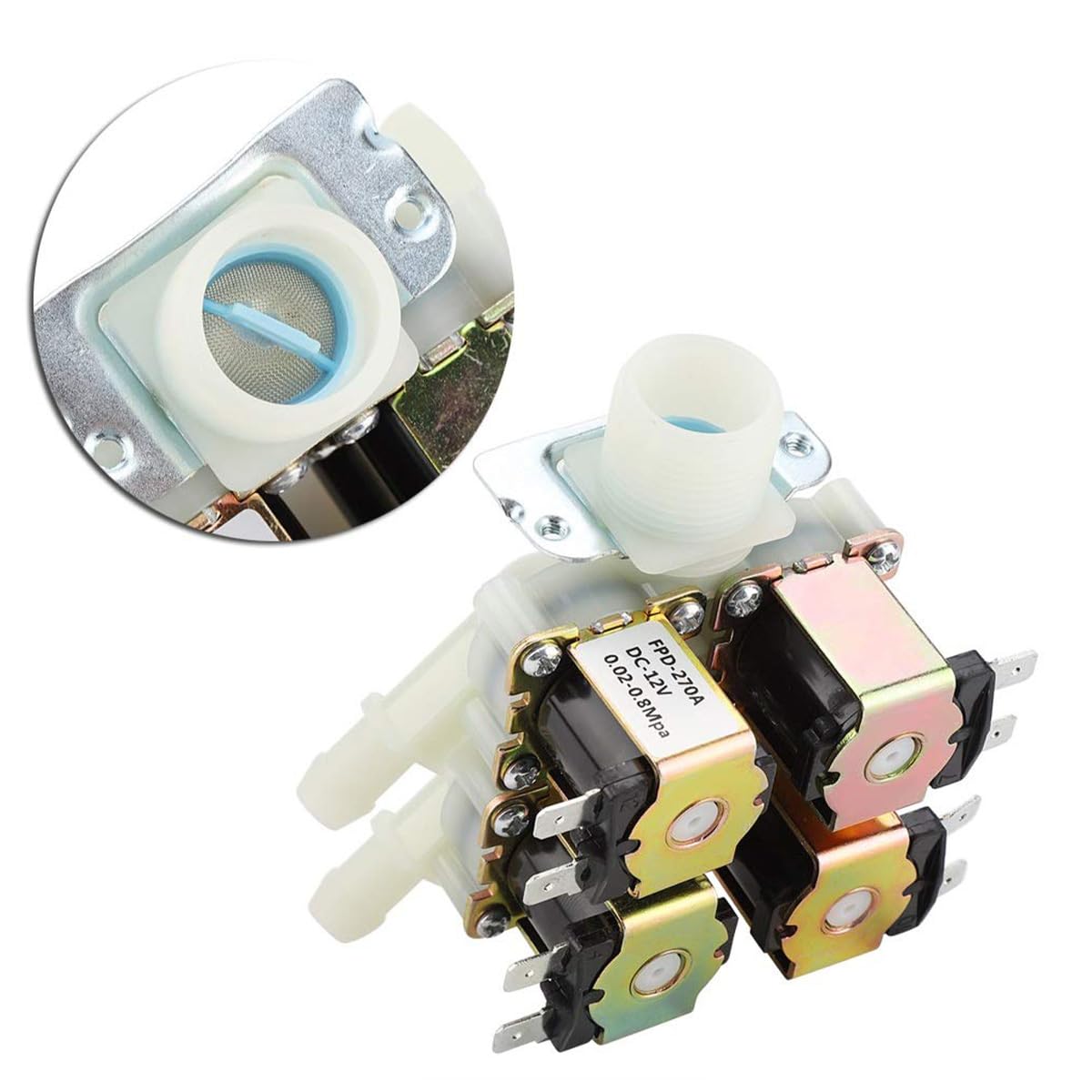 Électrovanne 1 entrée 4 Sorties DC 12 V Électrovannes électriques G3/4" Vanne électromagnétique en Plastique normalement fermée pour systèmes d'irrigation domotiques