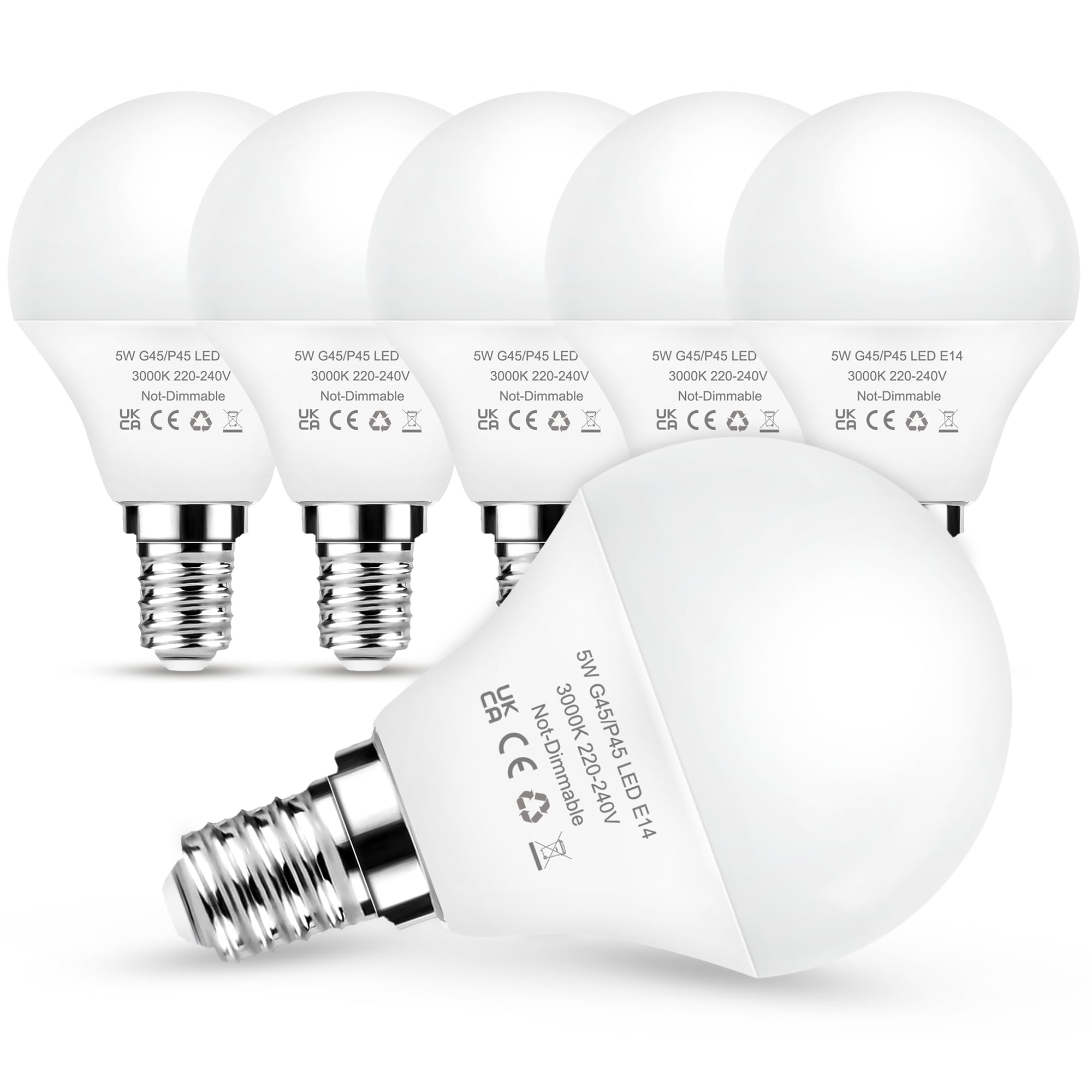 Flaspar Ampoule LED E14, Blanc Chaud 3000K, 5W Équivalent 40W, 6 pièces (Lot de 6)