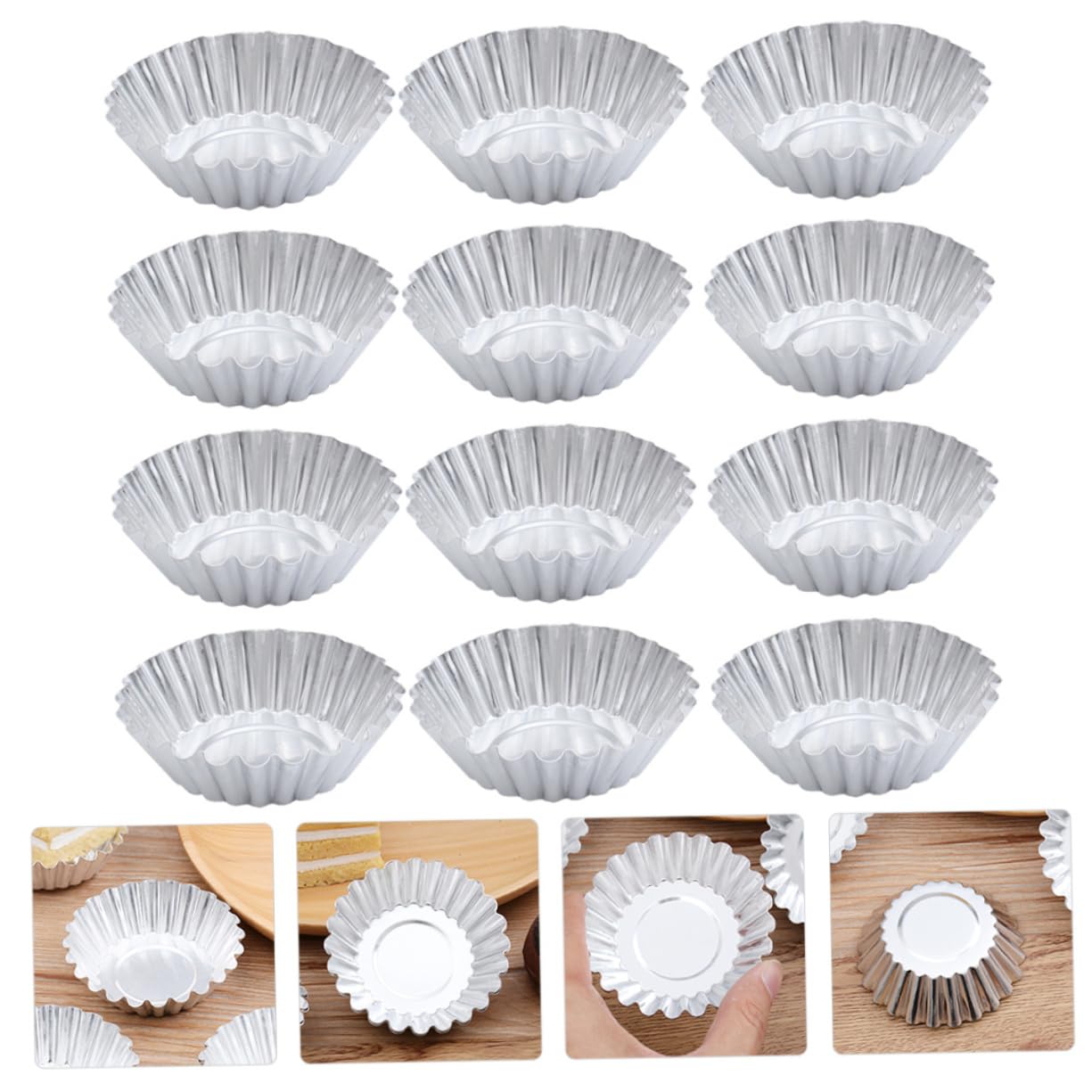 Moule à Tartelettes en Alliage D’aluminium, 100 Pièces, Argenté